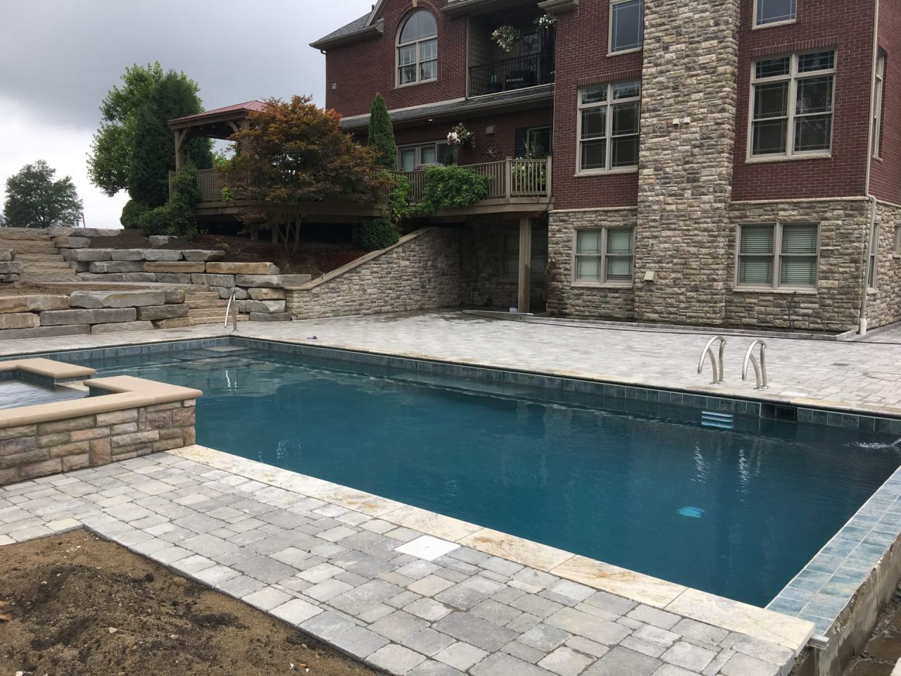 Gunite pool finish and tile detail on a Walled Lake, MI project